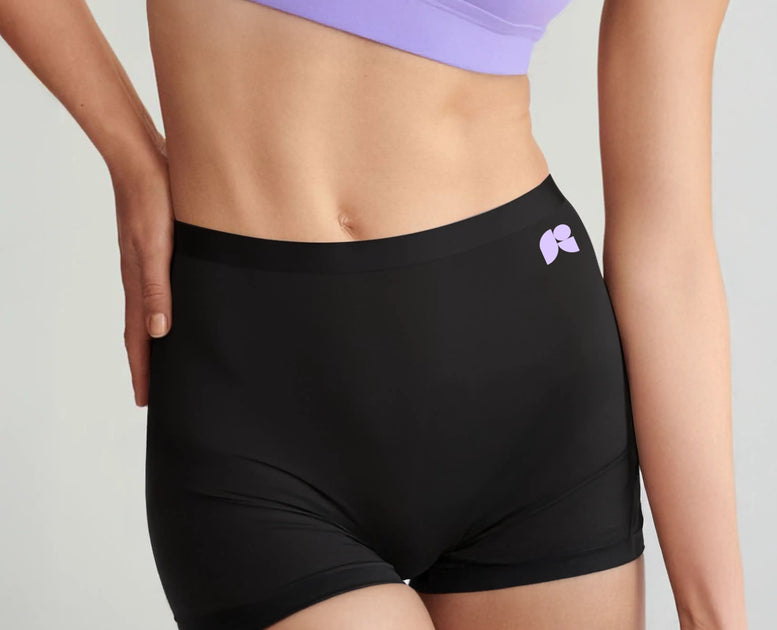 Black super heavy flow period boxer shorts for maximum overnight protection and heavy days.
