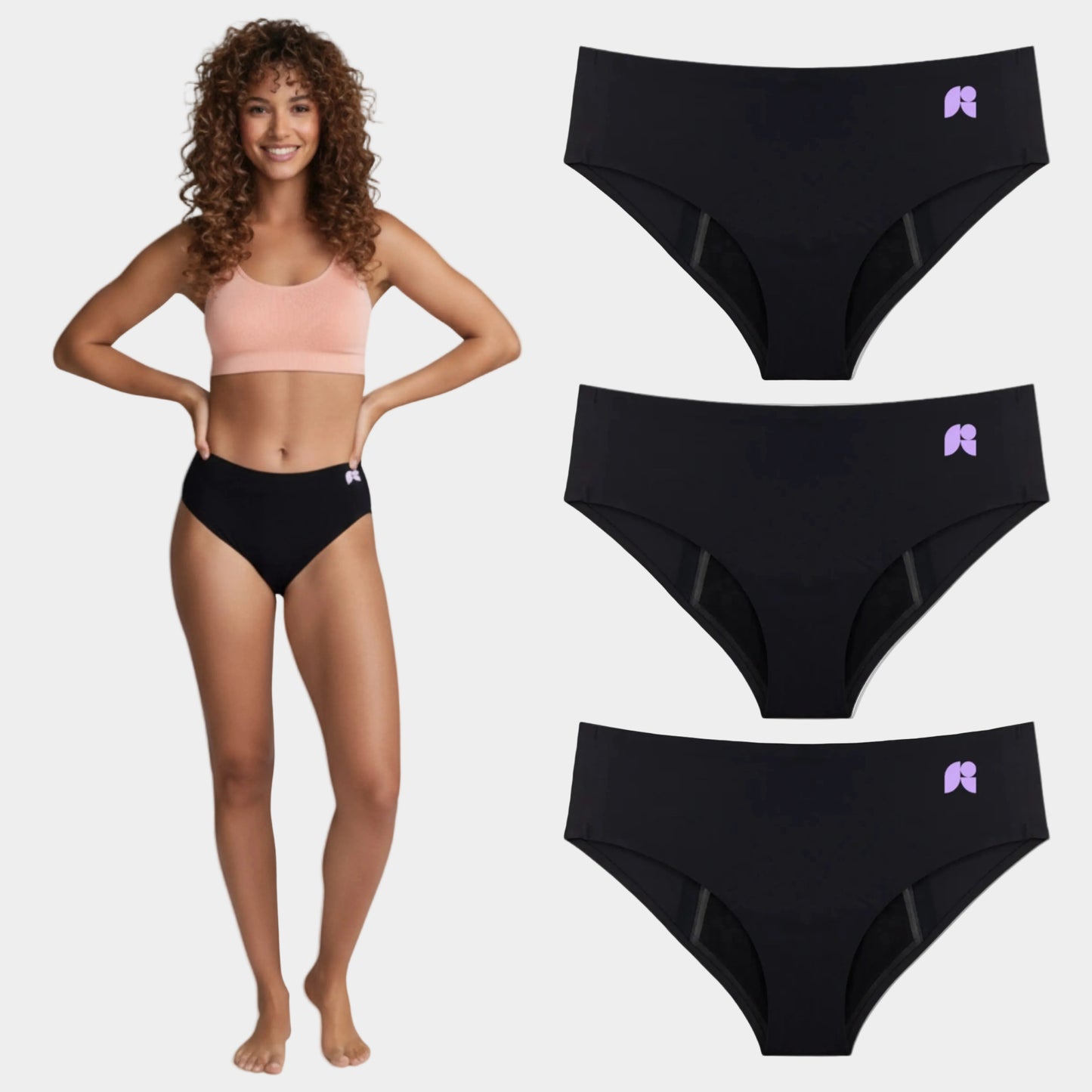 3-Pair Seamless Mid-Brief Waist Period Pants