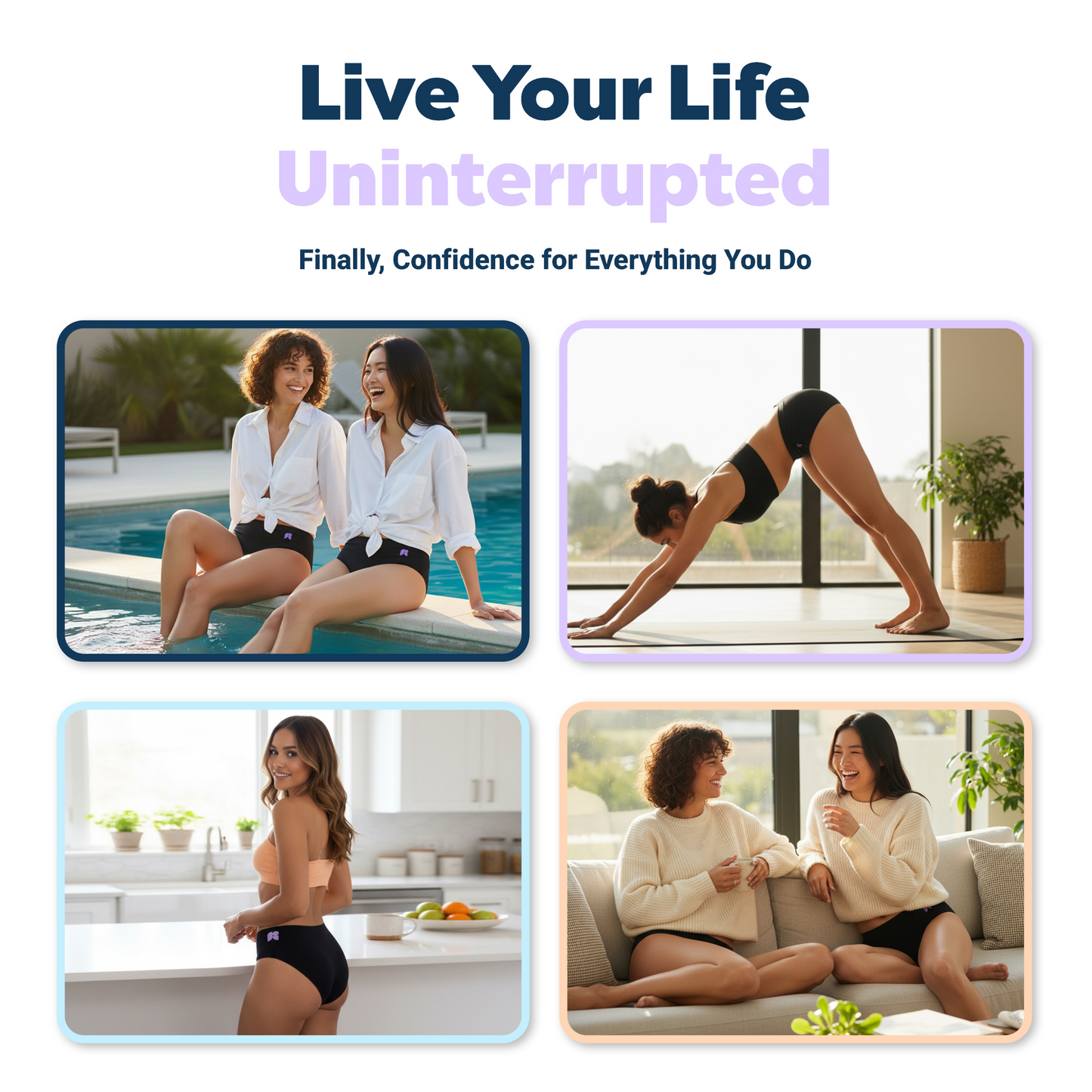 3-Pair Seamless Mid-Brief Waist Period Pants