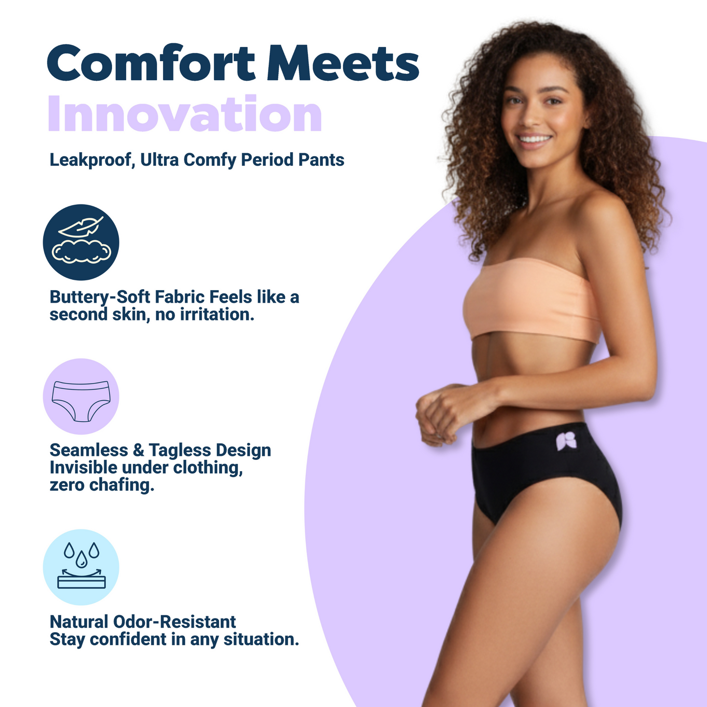3-Pair Seamless Mid-Brief Waist Period Pants