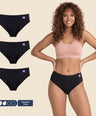 FreeFlowa Women's Period Pants - Seamless Mid-Brief Waist 3-Pack