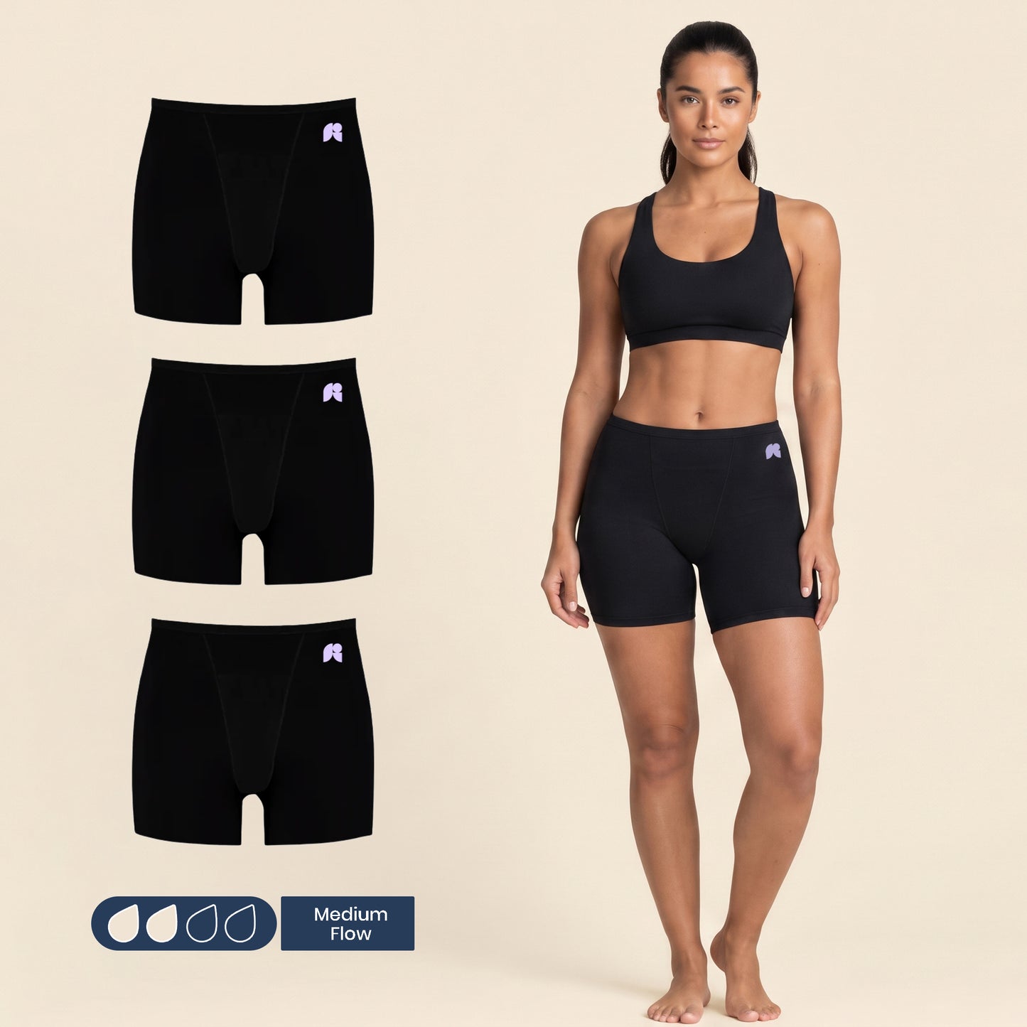 FreeFlowa Women's Period Boxer Shorts - 3-Pack