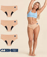 FreeFlowa Women's Period Pants - Seamless Mid-Brief Waist 3-Pack