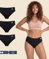 FreeFlowa black mid-brief period underwear 3 pack for medium flow