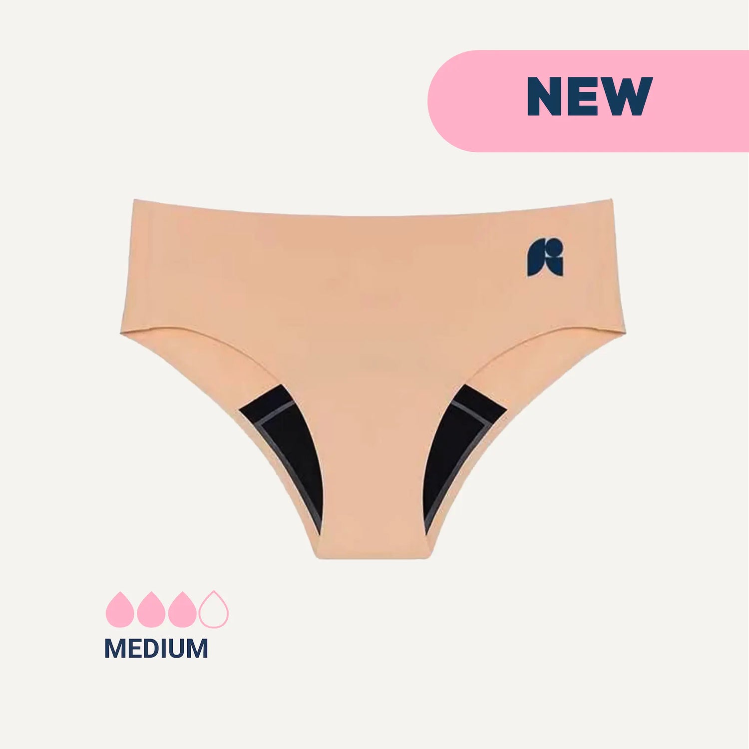 each-colored seamless mid-brief waist period pants by Freeflowa, featuring moderate flow protection and a smooth, invisible fit under gym wear.