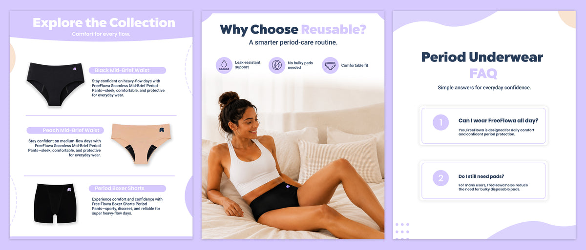 FreeFlowa reusable period underwear collection and benefits